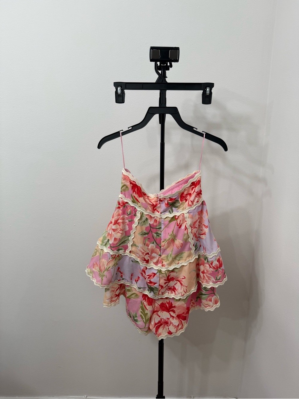Altar'd State Pink Floral Strapless Tiered Romper - Picture 6 of 7